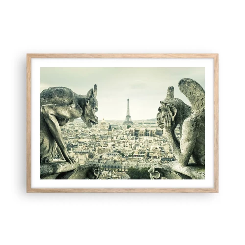 Poster in einem Rahmen aus heller Eiche - Pariser Plaudern - 70x50 cm