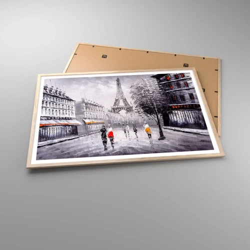 Poster in einem Rahmen aus heller Eiche - Pariser Spaziergang - 100x70 cm