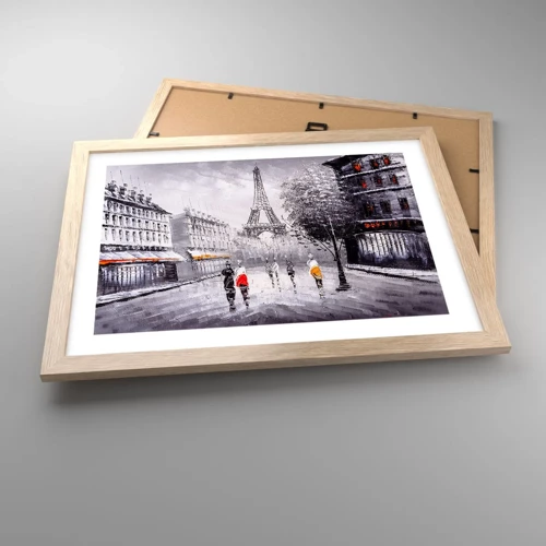 Poster in einem Rahmen aus heller Eiche - Pariser Spaziergang - 40x30 cm
