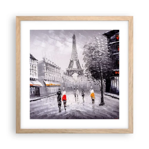 Poster in einem Rahmen aus heller Eiche - Pariser Spaziergang - 40x40 cm