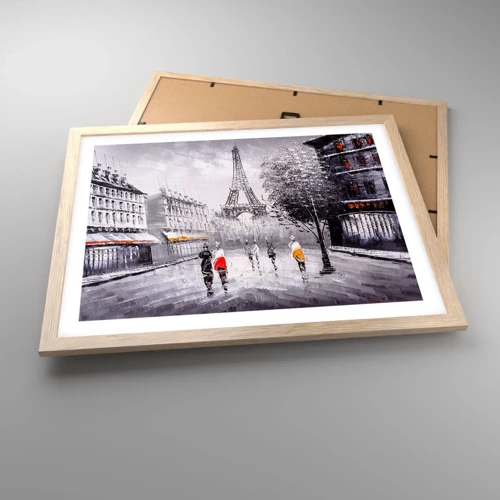 Poster in einem Rahmen aus heller Eiche - Pariser Spaziergang - 50x40 cm
