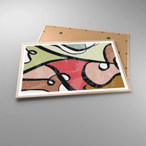 Poster in einem Rahmen aus heller Eiche - Pirouetten unter Farben - 100x70 cm