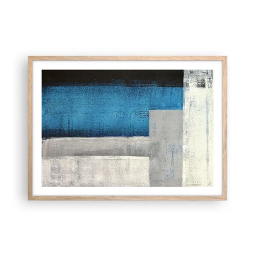 Poster in einem Rahmen aus heller Eiche - Poetische Komposition aus Grau und Blau - 70x50 cm