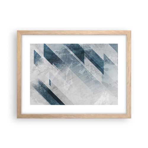 Poster in einem Rahmen aus heller Eiche - Räumliche Komposition - graue Bewegung - 40x30 cm
