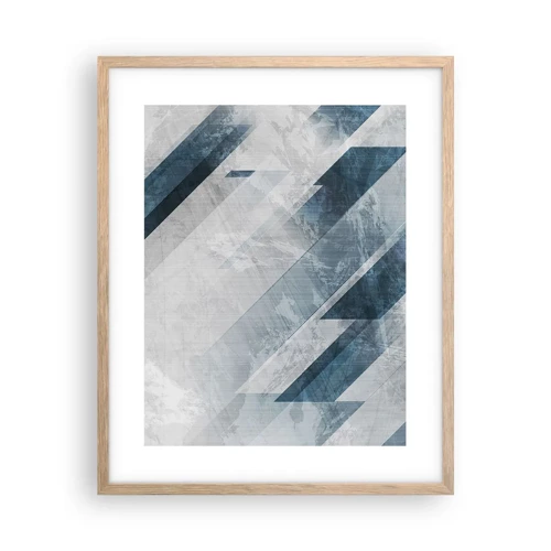 Poster in einem Rahmen aus heller Eiche - Räumliche Komposition - graue Bewegung - 40x50 cm