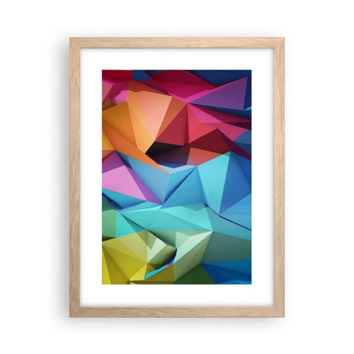 Poster in einem Rahmen aus heller Eiche - Regenbogen-Origami - 30x40 cm