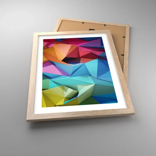 Poster in einem Rahmen aus heller Eiche - Regenbogen-Origami - 30x40 cm