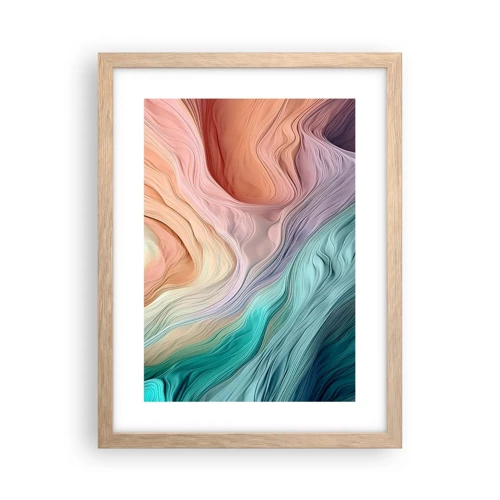 Poster in einem Rahmen aus heller Eiche - Regenbogenwelle - 30x40 cm