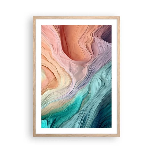 Poster in einem Rahmen aus heller Eiche - Regenbogenwelle - 50x70 cm