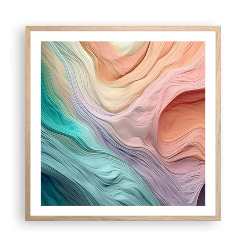 Poster in einem Rahmen aus heller Eiche - Regenbogenwelle - 60x60 cm