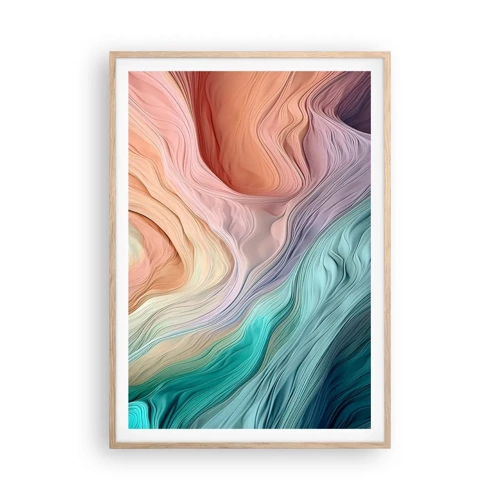 Poster in einem Rahmen aus heller Eiche - Regenbogenwelle - 70x100 cm