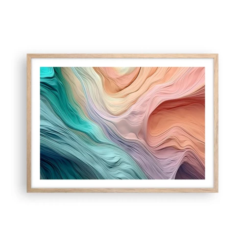 Poster in einem Rahmen aus heller Eiche - Regenbogenwelle - 70x50 cm