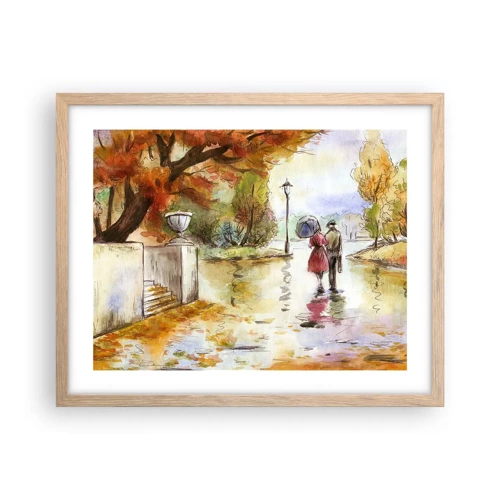 Poster in einem Rahmen aus heller Eiche - Romantischer Herbst im Park - 50x40 cm