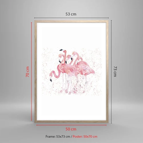 Poster in einem Rahmen aus heller Eiche - Rosa Ensemble - 50x70 cm