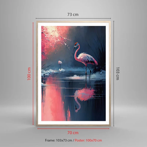 Poster in einem Rahmen aus heller Eiche - Rückzugsort für Vögel - 70x100 cm