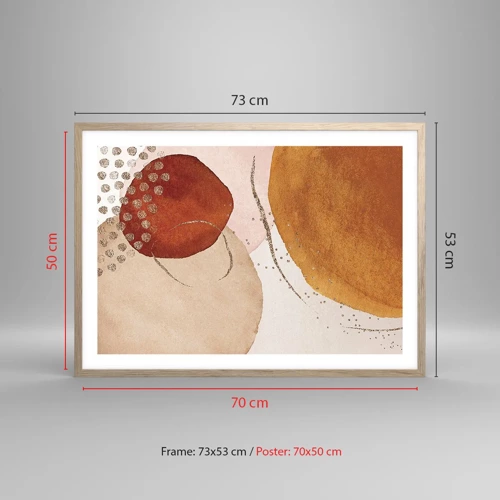 Poster in einem Rahmen aus heller Eiche - Rundheit und Bewegung - 70x50 cm