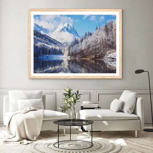 Poster in einem Rahmen aus heller Eiche - Schneefang - 100x70 cm
