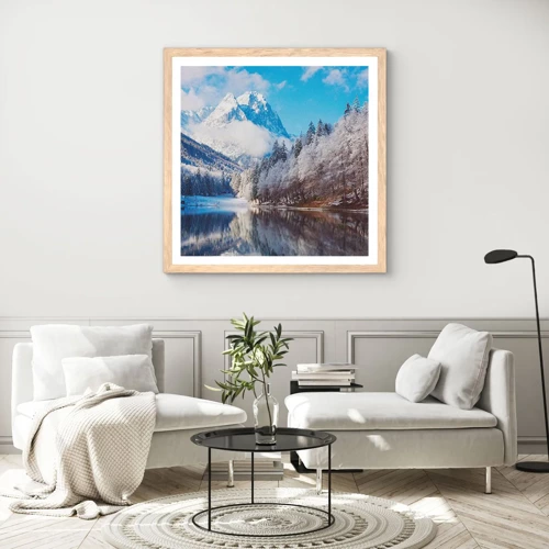 Poster in einem Rahmen aus heller Eiche - Schneefang - 40x40 cm