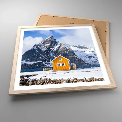 Poster in einem Rahmen aus heller Eiche - Skandinavische Feiertage - 50x50 cm