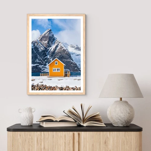 Poster in einem Rahmen aus heller Eiche - Skandinavische Feiertage - 50x70 cm