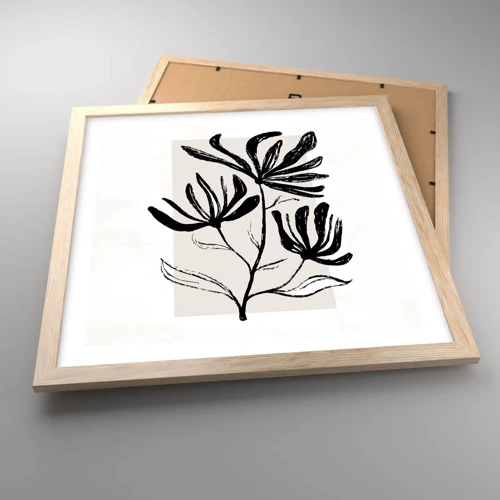 Poster in einem Rahmen aus heller Eiche - Skizze für das Herbarium - 40x40 cm