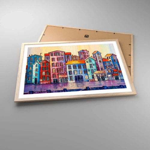 Poster in einem Rahmen aus heller Eiche - Stadt wie aus einem Märchen - 70x50 cm