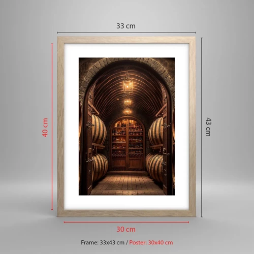 Poster in einem Rahmen aus heller Eiche - Stimmungsvoller Keller - 30x40 cm