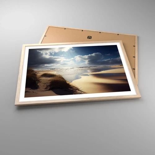 Poster in einem Rahmen aus heller Eiche - Strand, wilder Strand - 70x50 cm