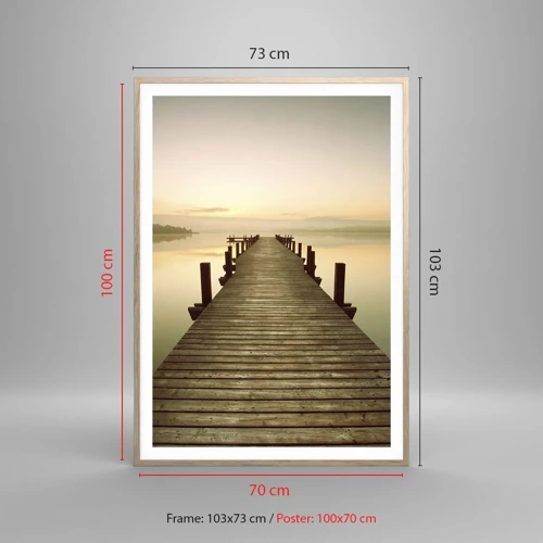 Poster in einem Rahmen aus heller Eiche - Tagesanbruch, Morgendämmerung, Licht - 70x100 cm