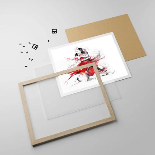 Poster in einem Rahmen aus heller Eiche - Tango – der Rhythmus der Leidenschaft - 70x50 cm