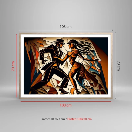 Poster in einem Rahmen aus heller Eiche - Tanz der Passion und Leidenschaft - 100x70 cm