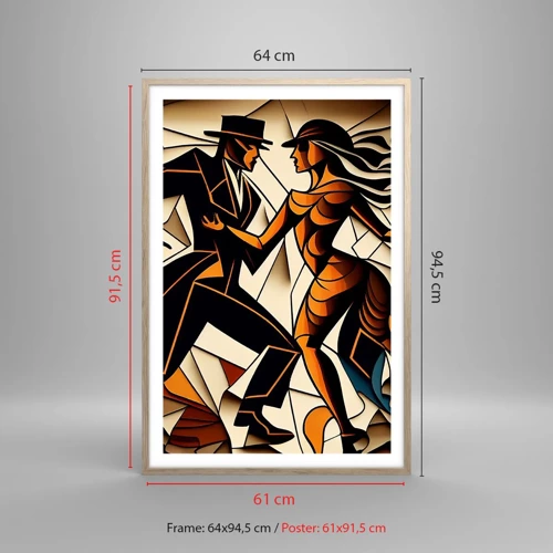 Poster in einem Rahmen aus heller Eiche - Tanz der Passion und Leidenschaft - 61x91 cm