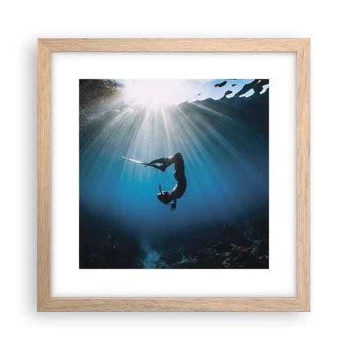 Poster in einem Rahmen aus heller Eiche - Tanz unter Wasser - 30x30 cm