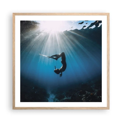 Poster in einem Rahmen aus heller Eiche - Tanz unter Wasser - 60x60 cm