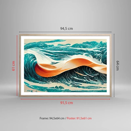 Poster in einem Rahmen aus heller Eiche - Traum eines Surfers - 91x61 cm