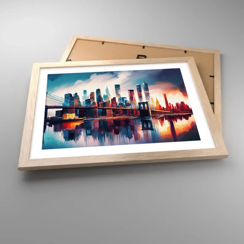 Poster in einem Rahmen aus heller Eiche - Traumhaftes New York - 40x30 cm