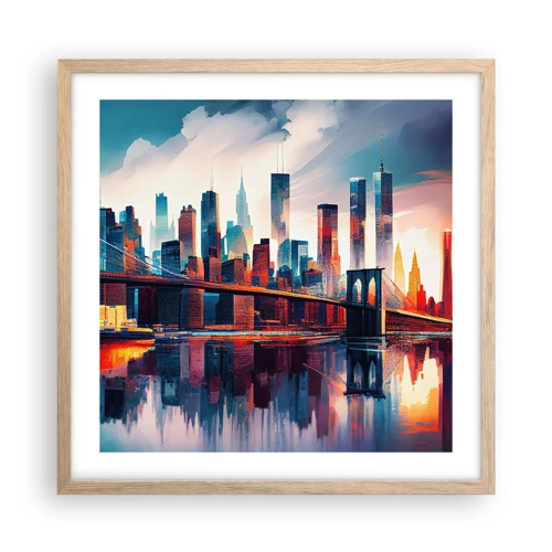Poster in einem Rahmen aus heller Eiche - Traumhaftes New York - 50x50 cm