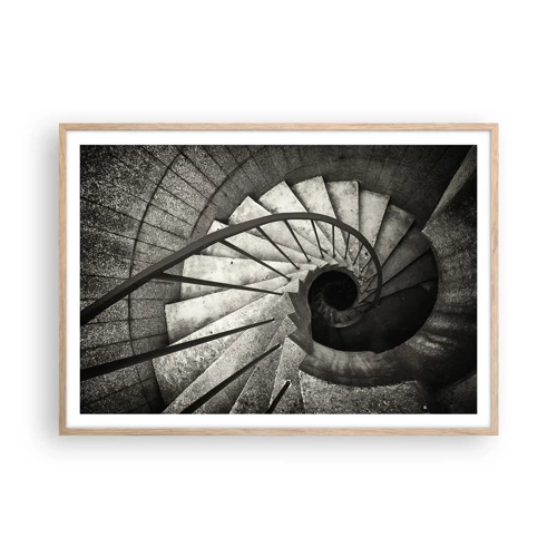 Poster in einem Rahmen aus heller Eiche - Treppe hoch, Treppe runter - 100x70 cm