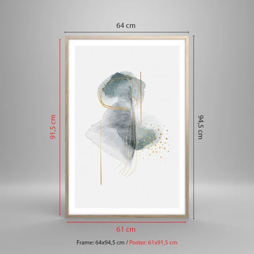 Poster in einem Rahmen aus heller Eiche - Über das Verhältnis von Grau und Gold - 61x91 cm
