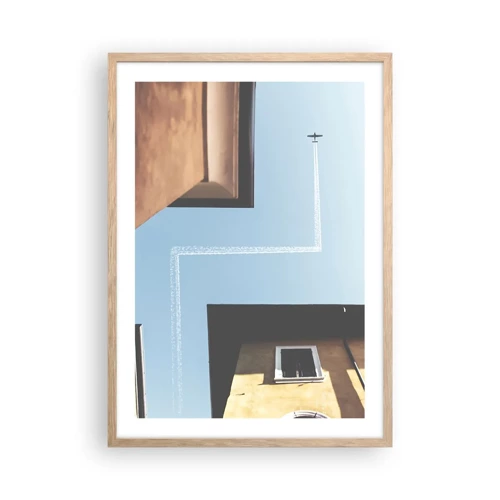 Poster in einem Rahmen aus heller Eiche - Über dem Stadtlabyrinth - 50x70 cm