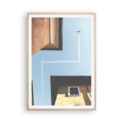 Poster in einem Rahmen aus heller Eiche - Über dem Stadtlabyrinth - 70x100 cm