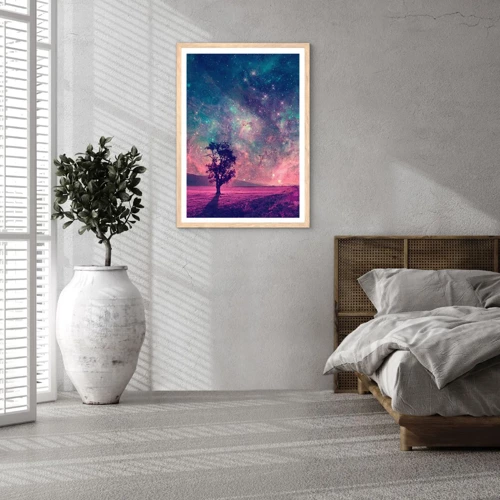 Poster in einem Rahmen aus heller Eiche - Unter dem magischen Himmel - 70x100 cm