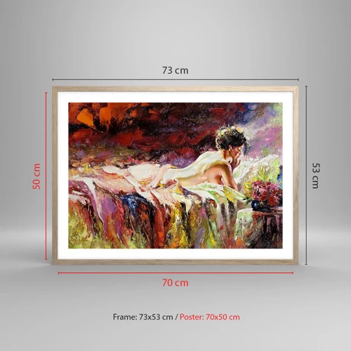 Poster in einem Rahmen aus heller Eiche - Venus in Gedanken - 70x50 cm