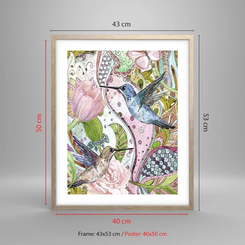 Poster in einem Rahmen aus heller Eiche - Verstrickt in Weinreben - 40x50 cm