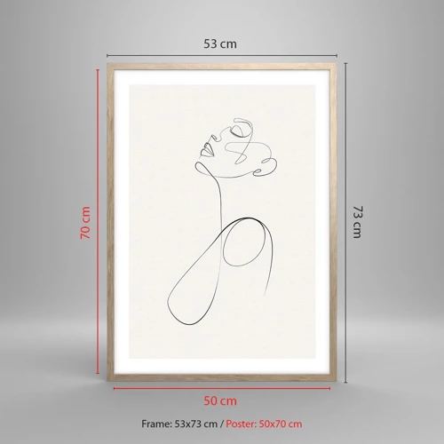 Poster in einem Rahmen aus heller Eiche - Versunken in Träumen - 50x70 cm