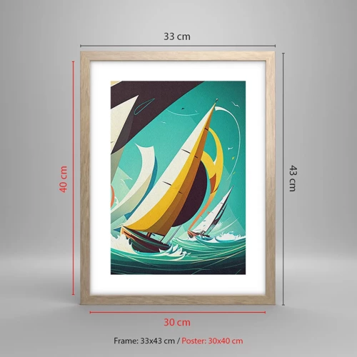Poster in einem Rahmen aus heller Eiche - Viel Glück mit den Elementen - 30x40 cm