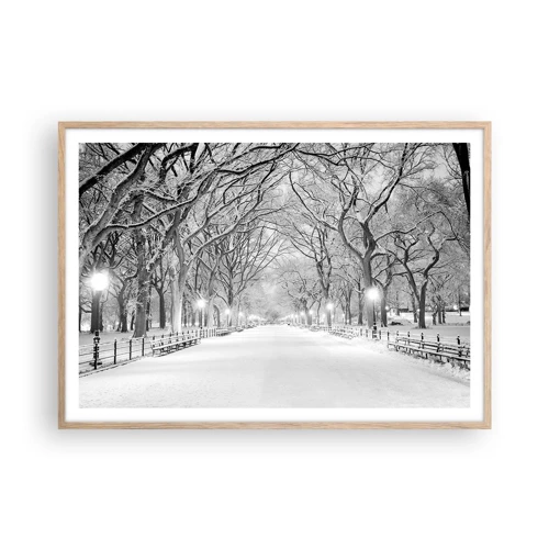 Poster in einem Rahmen aus heller Eiche - Vier Jahreszeiten - Winter - 100x70 cm
