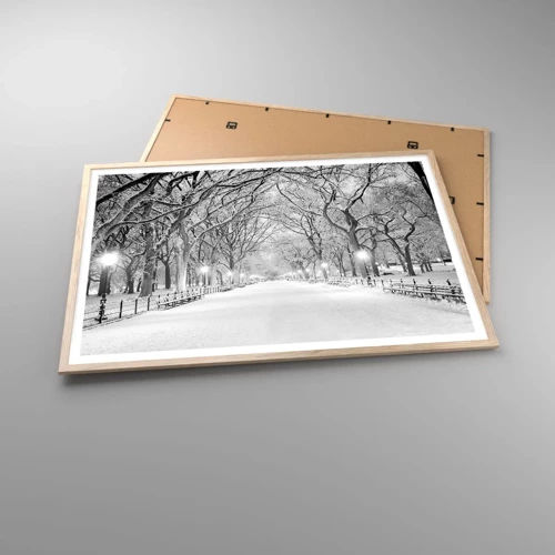 Poster in einem Rahmen aus heller Eiche - Vier Jahreszeiten - Winter - 100x70 cm