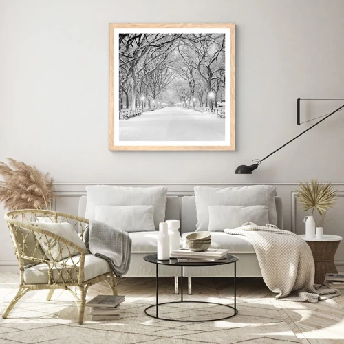 Poster in einem Rahmen aus heller Eiche - Vier Jahreszeiten - Winter - 30x30 cm