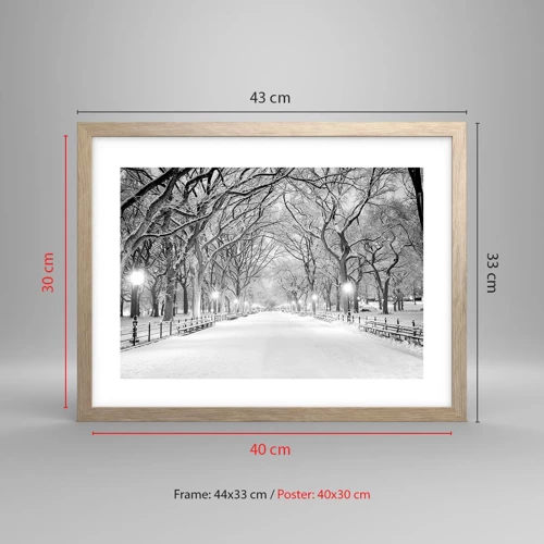 Poster in einem Rahmen aus heller Eiche - Vier Jahreszeiten - Winter - 40x30 cm